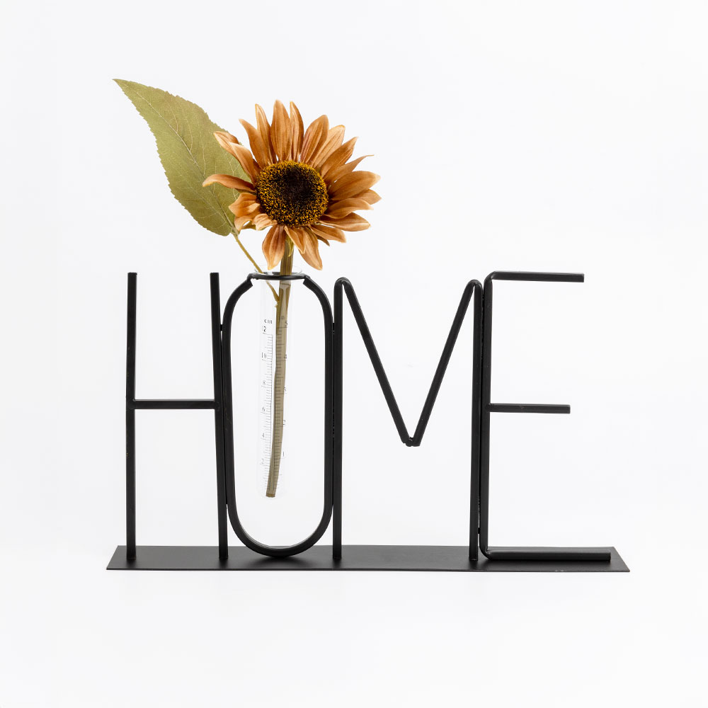 HOME ΔΙΑΚΟΣΜΗΤΙΚΗ ΕΠΙΓΡΑΦΗ 38x5x22cm ΜΕΤΑΛΛΟ ΜΑΥΡΟ ΓΥΑΛΙ - Image 3