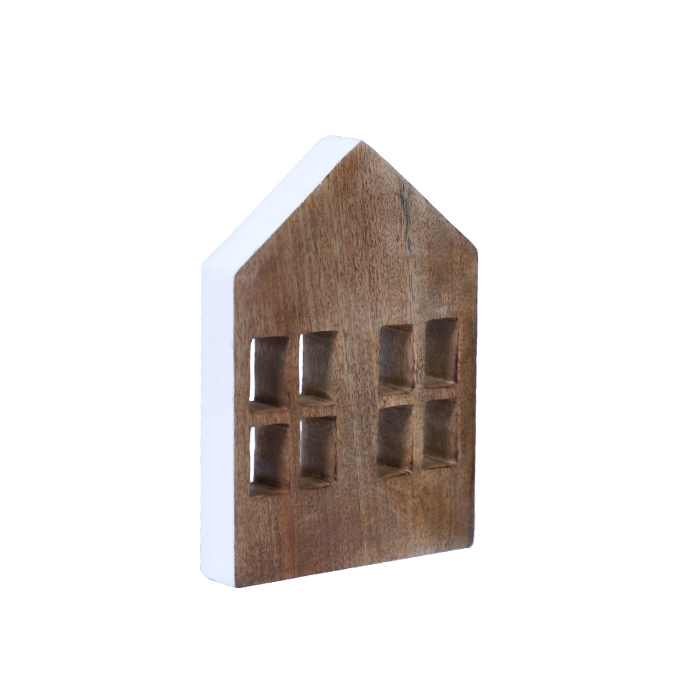 MUSE ΔΙΑΚΟΣΜΗΤΙΚΟ ΣΠΙΤΙ 12x3x18cm ΞΥΛΟ MANGO ΦΥΣΙΚΟ ΛΕΥΚΟ