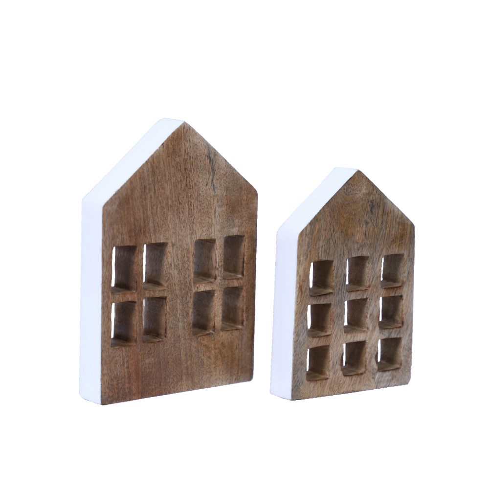 MUSE ΔΙΑΚΟΣΜΗΤΙΚΟ ΣΠΙΤΙ 12x3x18cm ΞΥΛΟ MANGO ΦΥΣΙΚΟ ΛΕΥΚΟ - Image 3