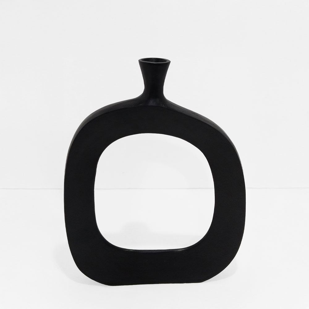 ABSTRACT OVAL ΒΑΖΟ 37x6x50cm ΑΛΟΥΜΙΝΙΟ ΜΑΥΡΟ