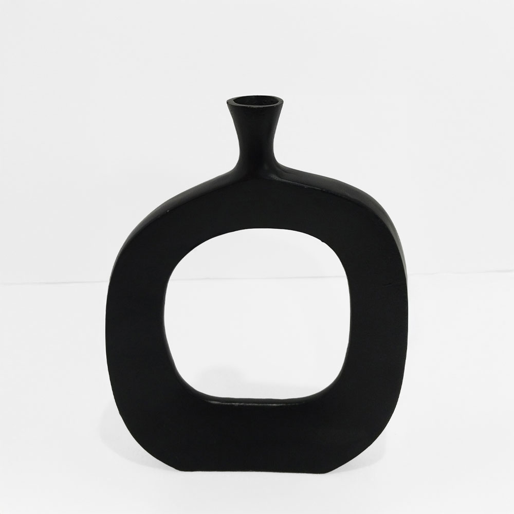 ABSTRACT OVAL ΒΑΖΟ 31x5x41cm ΑΛΟΥΜΙΝΙΟ ΜΑΥΡΟ
