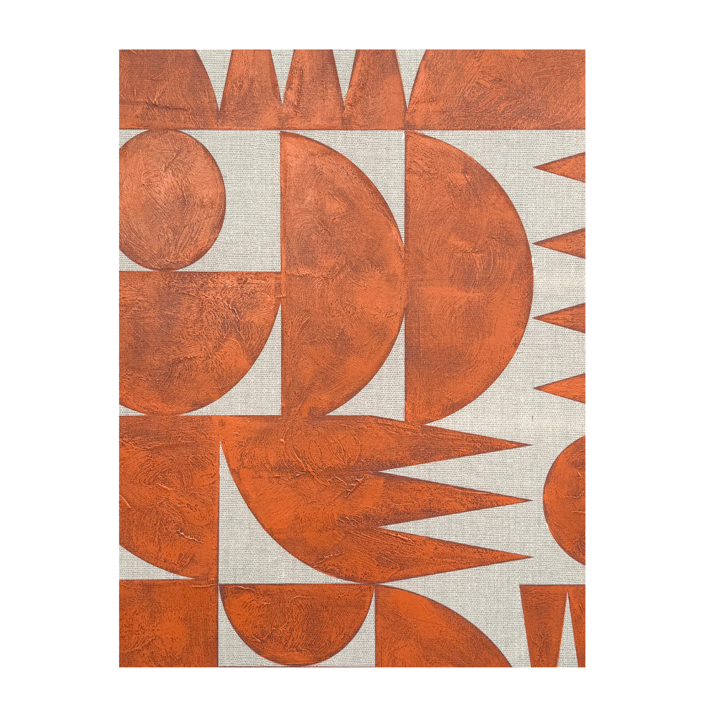 GEOMETRIC CUBISM ΠΙΝΑΚΑΣ ΔΙΑΚΟΣΜΗΣΗΣ 83x123x4cm ΚΑΜΒΑΣ TERRACOTTA ΞΥΛΟ ΦΥΣΙΚΟ - Image 2