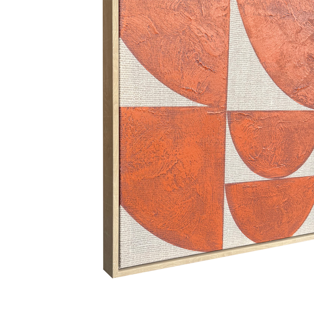 GEOMETRIC CUBISM ΠΙΝΑΚΑΣ ΔΙΑΚΟΣΜΗΣΗΣ 83x123x4cm ΚΑΜΒΑΣ TERRACOTTA ΞΥΛΟ ΦΥΣΙΚΟ - Image 3
