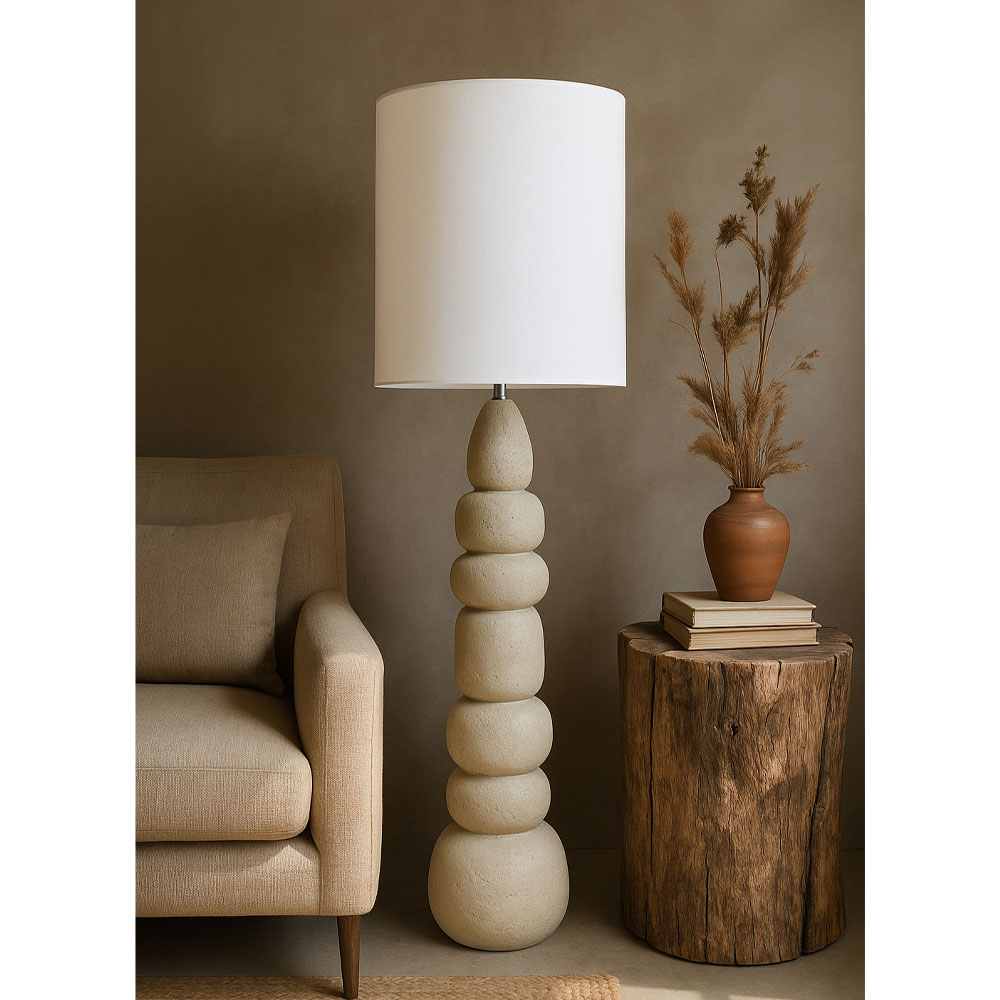 STONES ΦΩΤΙΣΤΙΚΟ ΕΠΙΔΑΠΕΔΙΟ 116cm POLYRESIN ΜΠΕΖ ΛΙΝΟ ΛΕΥΚΟ - Image 2