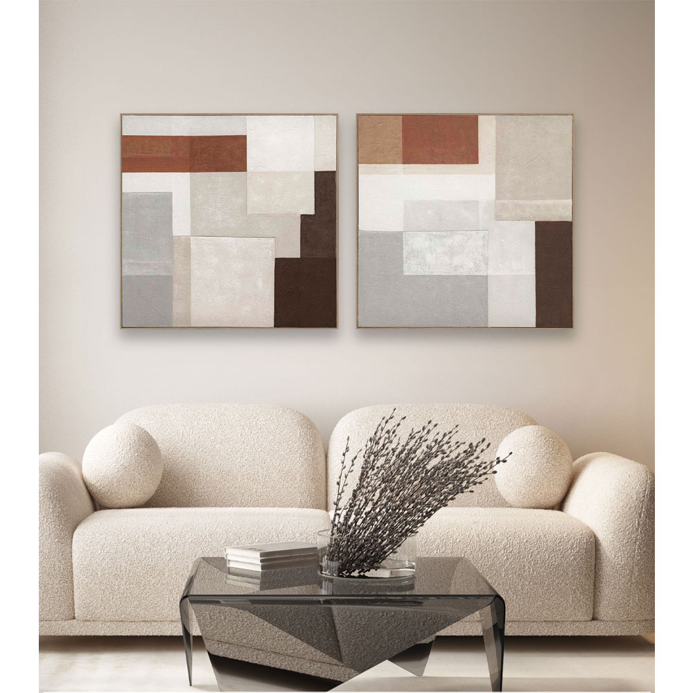 RAGNA SQUARE ΠΙΝΑΚΑΣ ΔΙΑΚΟΣΜΗΣΗΣ 100x100x5cm ΚΑΜΒΑΣ ΠΟΛΥΧΡΩΜΟ ΞΥΛΟ ΦΥΣΙΚΟ - Image 2