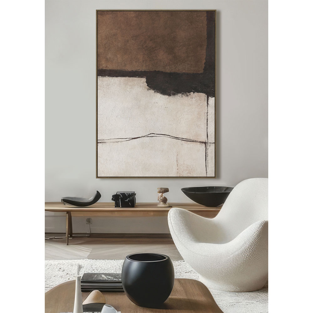 LOST IN TIME ΠΙΝΑΚΑΣ ΔΙΑΚΟΣΜΗΤΙΚΟΣ ΜΕ ΚΟΡΝΙΖΑ 80x120x4cm ΚΑΜΒΑΣ ΜΠΕΖ ΜΑΥΡΟ PP ΚΑΦΕ - Image 2