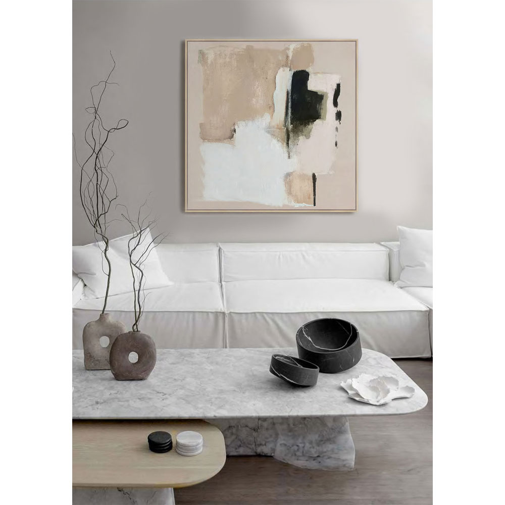 UNSEEN SHADOWS ΠΙΝΑΚΑΣ ΔΙΑΚΟΣΜΗΤΙΚΟΣ ΜΕ ΚΟΡΝΙΖΑ 80x80x4cm ΚΑΜΒΑΣ ΜΠΕΖ ΛΕΥΚΟ PP - Image 2