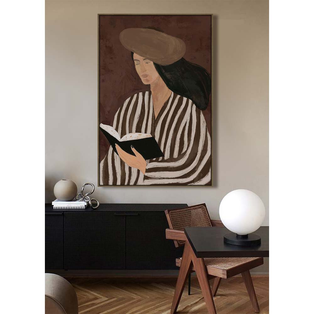 LITERARY CALM ΠΙΝΑΚΑΣ ΔΙΑΚΟΣΜΗΤΙΚΟΣ ΜΕ ΚΟΡΝΙΖΑ 80x120x4cm ΚΑΜΒΑΣ ΚΑΦΕ PP - Image 2