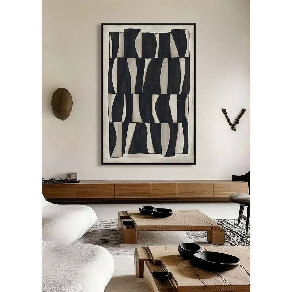 CEBRA ΠΙΝΑΚΑΣ ΔΙΑΚΟΣΜΗΤΙΚΟΣ ΜΕ ΚΟΡΝΙΖΑ 80x120x4cm ΚΑΜΒΑΣ BEIGE ΜΑΥΡΟ ΞΥΛΟ ΜΑΥΡΟ - Image 2