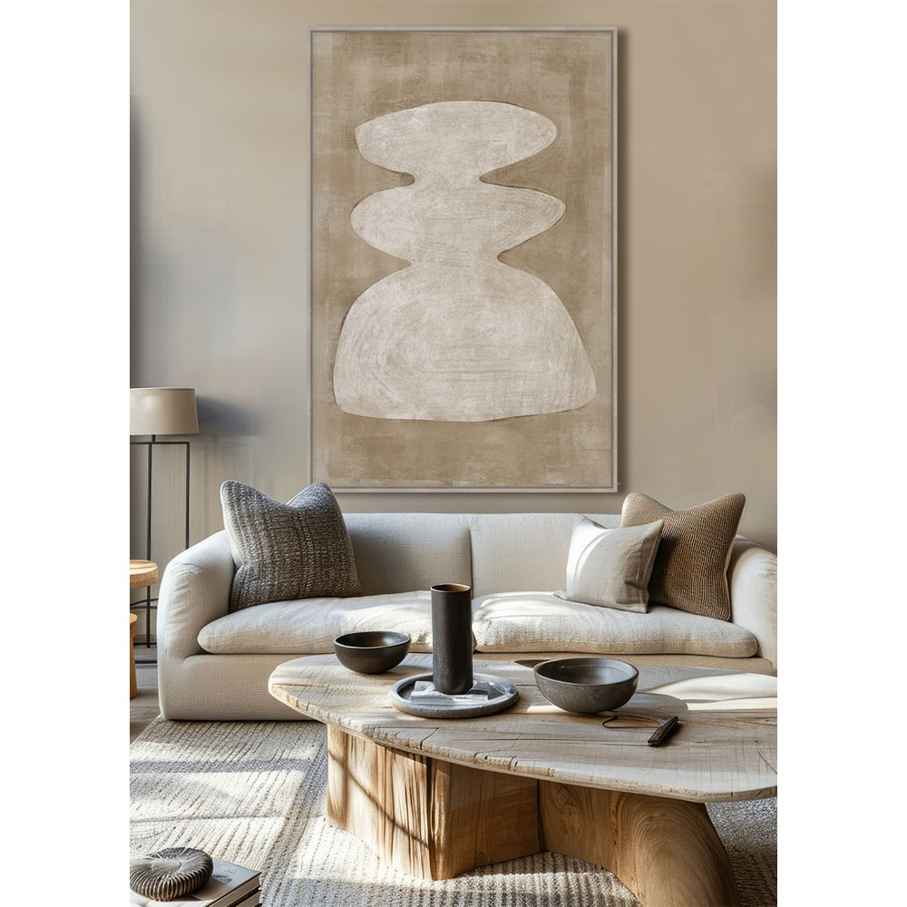 CANDELABRA.A ΠΙΝΑΚΑΣ ΔΙΑΚΟΣΜΗΤΙΚΟΣ ΜΕ ΚΟΡΝΙΖΑ 80x120x4cm ΚΑΜΒΑΣ ΚΑΦΕ BEIGE ΞΥΛΟ ΦΥΣΙΚΟ - Image 2