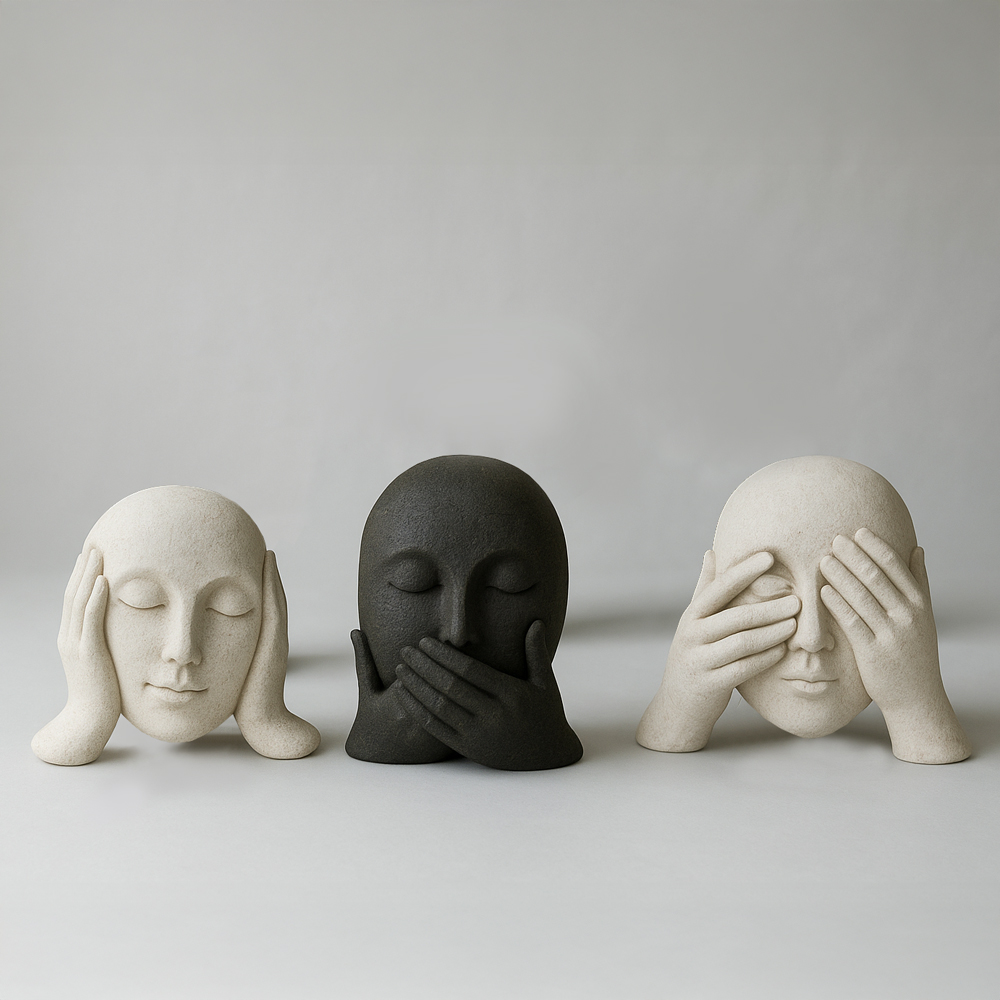 THINK ΔΙΑΚΟΣΜΗΤΙΚΟ ΠΡΟΣΩΠΟ 19.5x8x16.2cm POLYRESIN OFF WHITE - Image 2