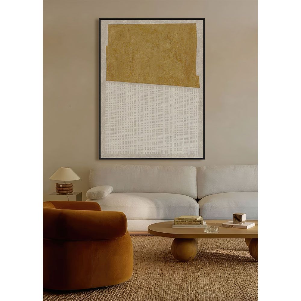 DUE MONDI ΠΙΝΑΚΑΣ ΔΙΑΚΟΣΜΗΤΙΚΟΣ ΜΕ ΚΟΡΝΙΖΑ 90x120x4cm ΚΑΜΒΑΣ ΜΠΕΖ ΜΟΥΣΤΑΡΔΙ ΞΥΛΟ ΜΑΥΡΟ - Image 2