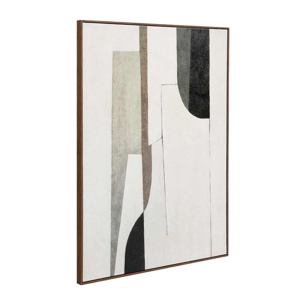 LINEAR ΠΙΝΑΚΑΣ ΔΙΑΚΟΣΜΗΤΙΚΟΣ ΜΕ ΚΟΡΝΙΖΑ 90x120x4cm ΚΑΜΒΑΣ ΜΠΕΖ ΓΚΡΙ ΜΑΥΡΟ ΞΥΛΟ ΦΥΣΙΚΟ - Image 3