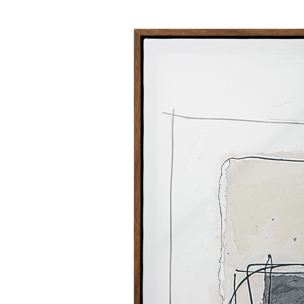 WOMB BEAUTY ΠΙΝΑΚΑΣ ΔΙΑΚΟΣΜΗΤΙΚΟΣ ΜΕ ΚΟΡΝΙΖΑ 90x120x4cm ΚΑΜΒΑΣ ΜΠΛΕ ΣΚΟΥΡΟ ΓΚΡΙ ΜΠΕΖ ΞΥΛΟ ΦΥΣΙΚΟ - Image 4