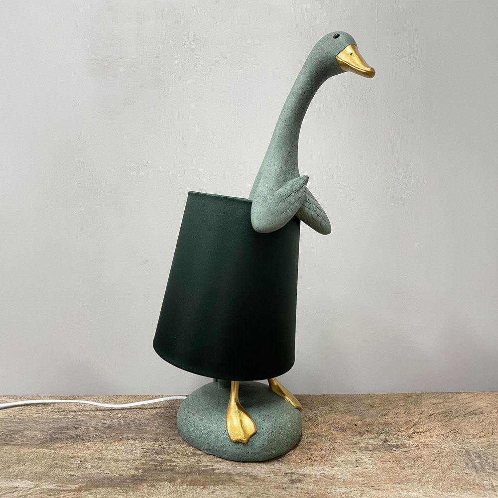 QUACK A ΦΩΤΙΣΤΙΚΟ ΕΠΙΤΡΑΠΕΖΙΟ 37x23x57.5cm POLYRESIN ΜΕΝΤΑ ΧΡΥΣΟ ΥΦΑΣΜΑ ΠΡΑΣΙΝΟ ΣΚΟΥΡΟ - Image 2