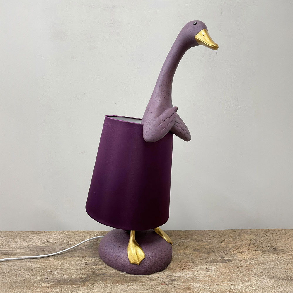 QUACK B ΦΩΤΙΣΤΙΚΟ ΕΠΙΤΡΑΠΕΖΙΟ 37x23x57.5cm POLYRESIN ΜΩΒ ΑΝΟΙΧΤΟ ΧΡΥΣΟ ΥΦΑΣΜΑ ΜΩΒ ΣΚΟΥΡΟ - Image 2