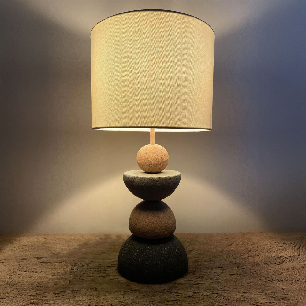 ZENSTONE A ΦΩΤΙΣΤΙΚΟ ΕΠΙΤΡΑΠΕΖΙΟ 25.5x25.5x49cm POLYRESIN ΠΟΛΥΧΡΩΜΟ ΥΦΑΣΜΑ ΛΕΥΚΟ - Image 2