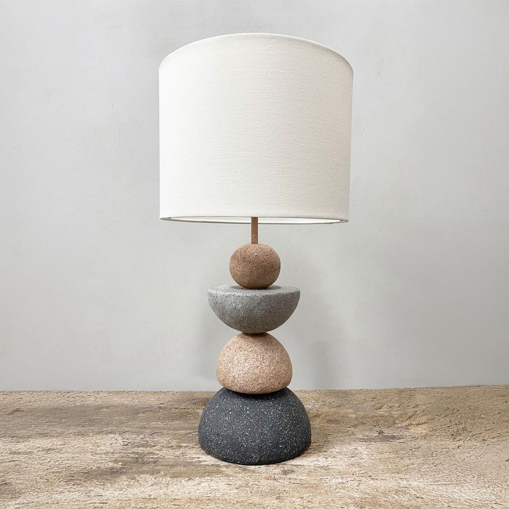 ZENSTONE A ΦΩΤΙΣΤΙΚΟ ΕΠΙΤΡΑΠΕΖΙΟ 25.5x25.5x49cm POLYRESIN ΠΟΛΥΧΡΩΜΟ ΥΦΑΣΜΑ ΛΕΥΚΟ - Image 3