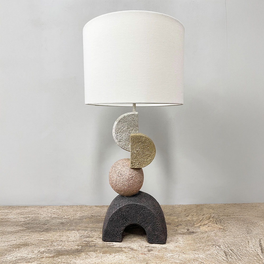 ZENSTONE B ΦΩΤΙΣΤΙΚΟ ΕΠΙΤΡΑΠΕΖΙΟ 30.5x30.5x63cm POLYRESIN ΠΟΛΥΧΡΩΜΟ ΥΦΑΣΜΑ ΛΕΥΚΟ - Image 3
