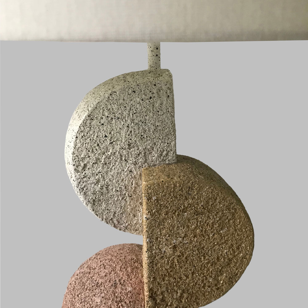 ZENSTONE B ΦΩΤΙΣΤΙΚΟ ΕΠΙΤΡΑΠΕΖΙΟ 30.5x30.5x63cm POLYRESIN ΠΟΛΥΧΡΩΜΟ ΥΦΑΣΜΑ ΛΕΥΚΟ - Image 4