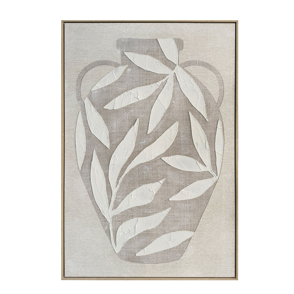 HUSK ΠΙΝΑΚΑΣ ΔΙΑΚΟΣΜΗΤΙΚΟΣ ΜΕ ΚΟΡΝΙΖΑ 80x120x4cm ΚΑΜΒΑΣ ΜΠΕΖ ΛΕΥΚΟ PS