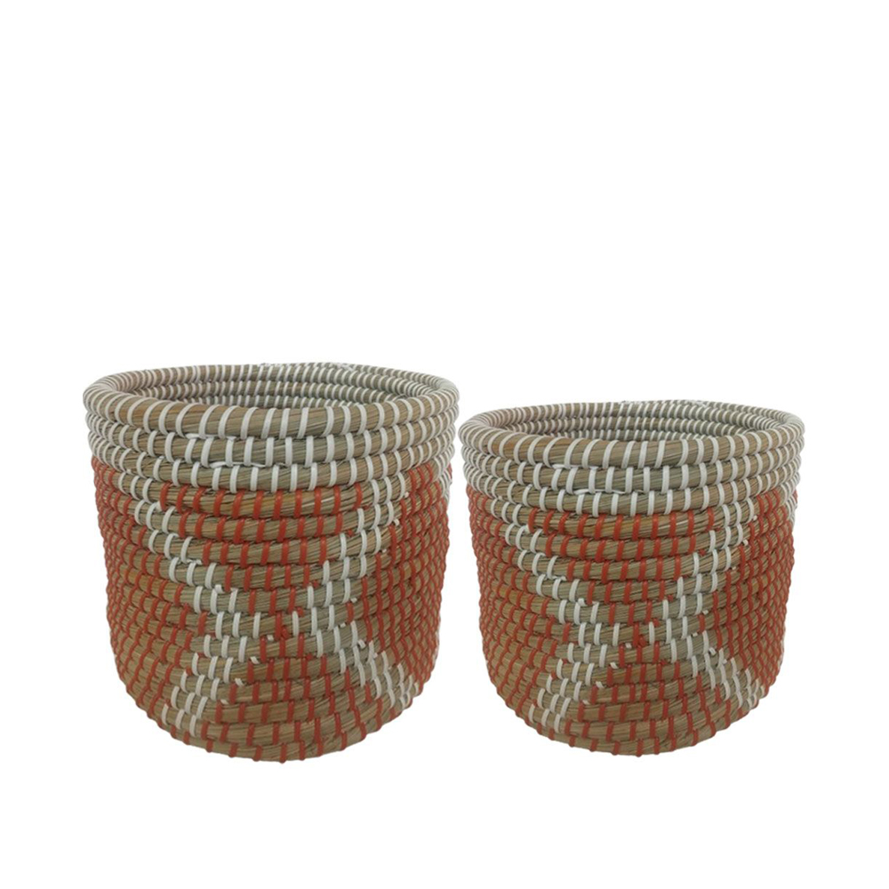 NALU ΚΑΛΑΘΙ SET 2ΤΜΧ 23x23x23cm KANSGRASS TERRACOTTA ΑΣΠΡΟ ΠΛΑΣΤΙΚΟ ΠΟΡΤΟΚΑΛΙ