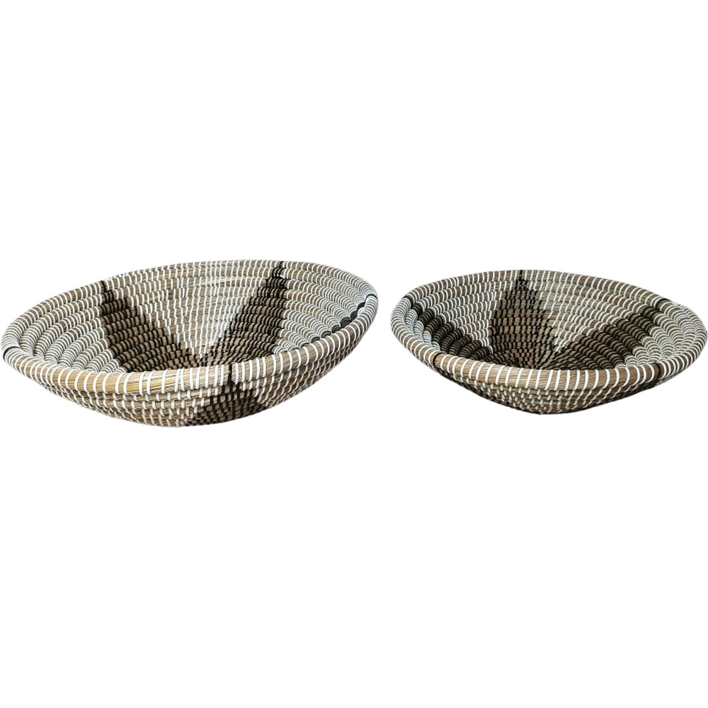 TARA ΜΠΩΛ SET 2ΤΜΧ 48x48x13cm KANSGRASS ΑΣΠΡΟ ΜΑΥΡΟ ΠΛΑΣΤΙΚΟ ΦΥΣΙΚΟ
