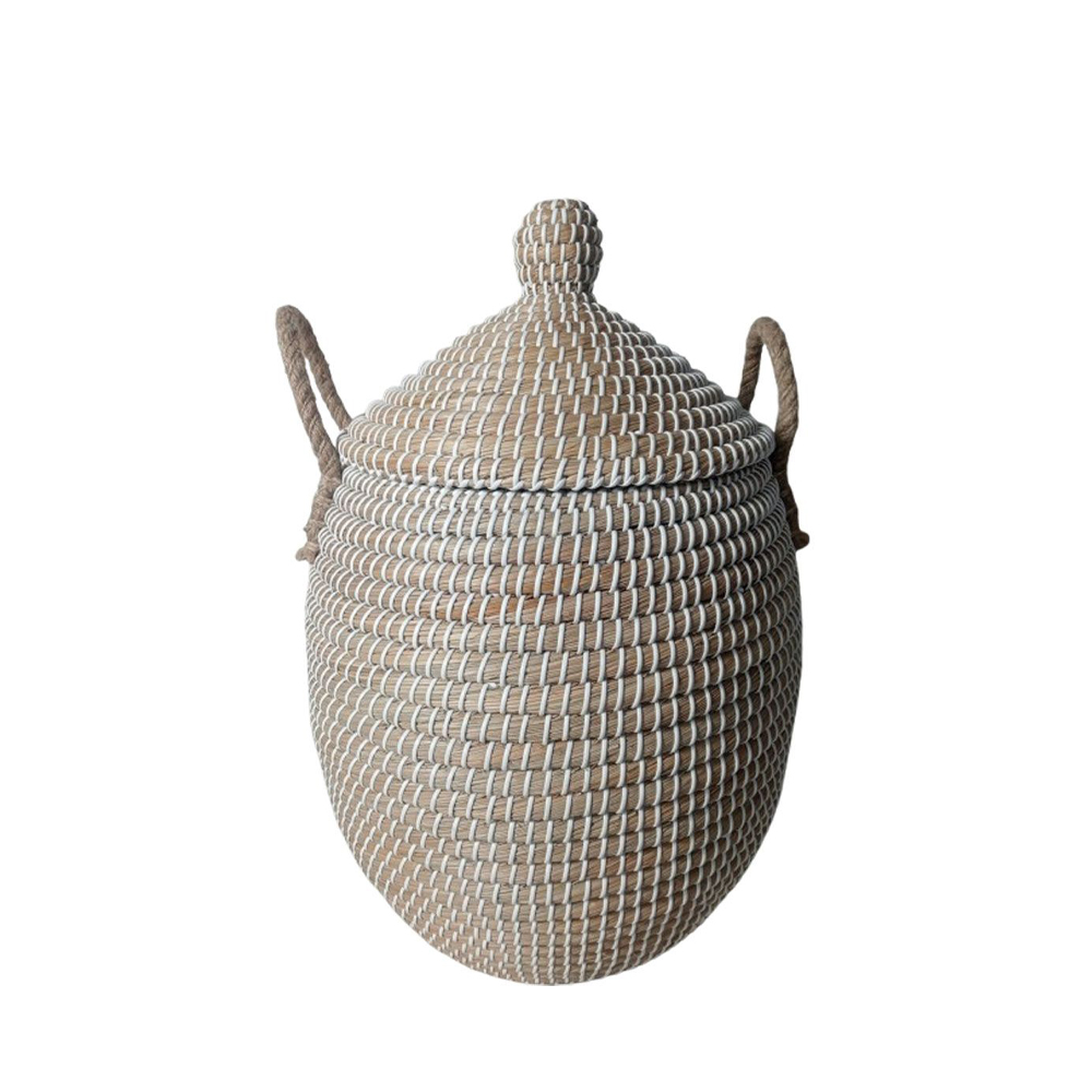 KAVI ΚΑΛΑΘΙ ΜΕ ΚΑΠΑΚΙ 30x30x54cm KANSGRASS ΑΣΠΡΟ ΦΥΣΙΚΟ ΠΛΑΣΤΙΚΟ