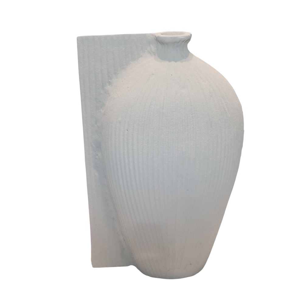 VOLINA ΒΑΖΟ 21x10x32cm ΑΛΟΥΜΙΝΙΟ ΛΕΥΚΟ TEXTURED