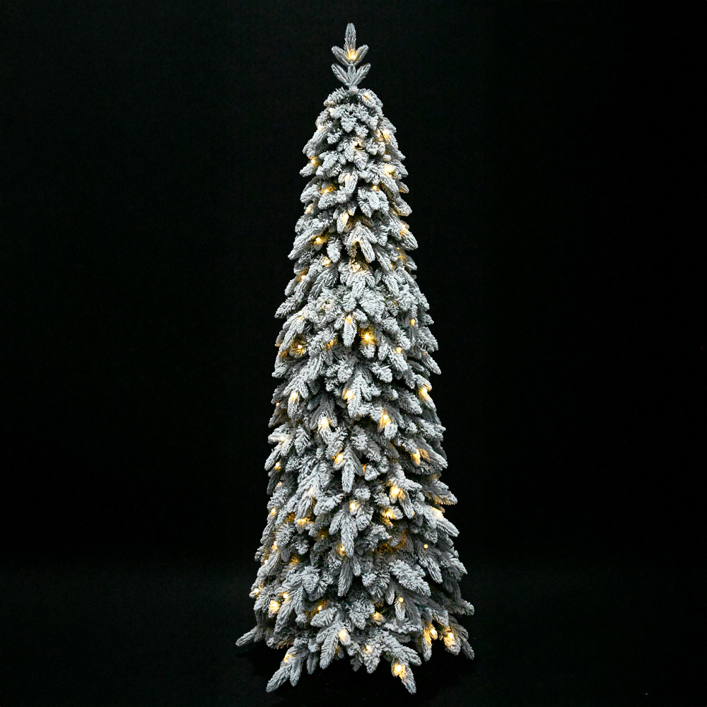 SNOWFALL FIR ΧΡΙΣΤΟΥΓΕΝΝΙΑΤΙΚΟ ΔΕΝΤΡΟ ΧΙΟΝΙΣΜΕΝΟ ΜΕ LED 80x80x210cm PE/PVC ΠΡΑΣΙΝΟ ΛΕΥΚΟ LED/COPPER