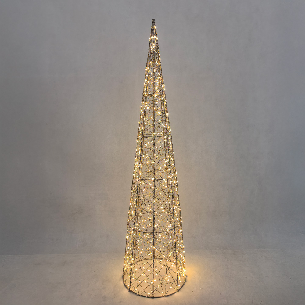 LUMINIS XMAS LED ΔΕΝΤΡΟ ΘΕΡΜΟ ΦΩΣ 25x25x100cm ΣΙΔΕΡΟ ΧΡΥΣΟ PET