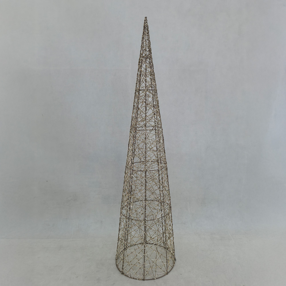LUMINIS XMAS LED ΔΕΝΤΡΟ ΘΕΡΜΟ ΦΩΣ 25x25x100cm ΣΙΔΕΡΟ ΧΡΥΣΟ PET - Image 2