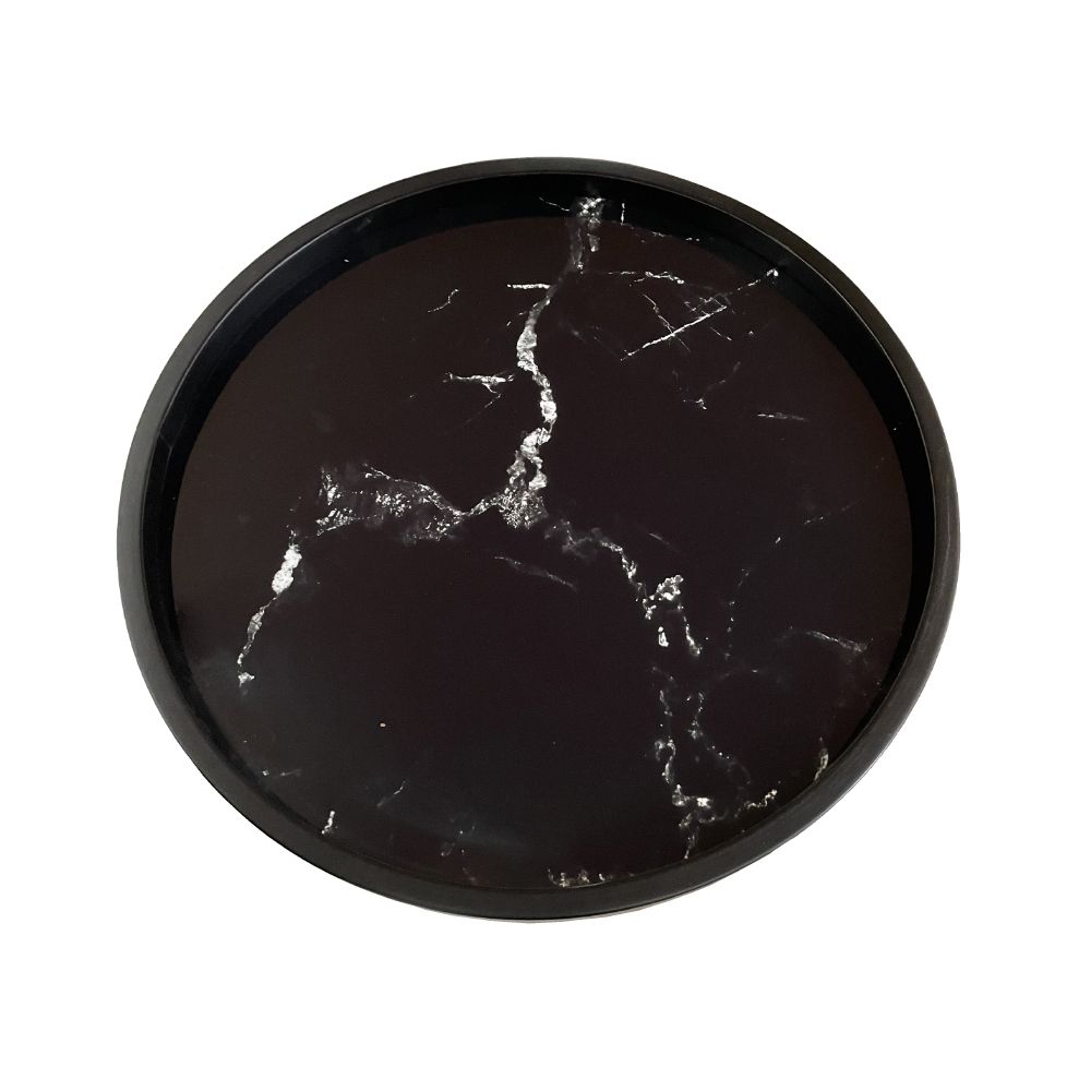 MARM SIDE TABLE ΜΑΥΡΟ ΜΕ PATTERN ΜΑΥΡΟ 49.5x49.5x52cm - Image 2