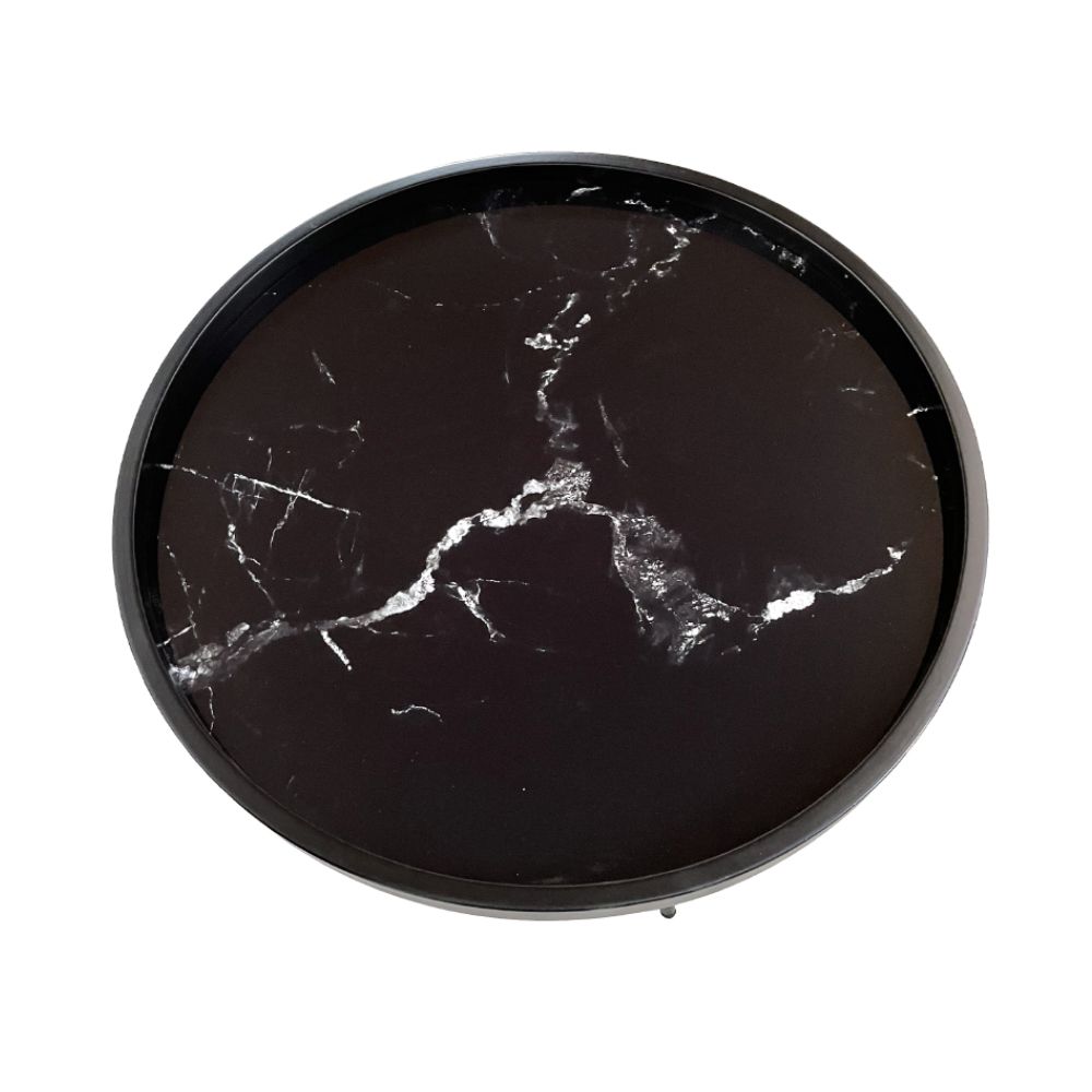 MARM COFFEE TABLE ΜΑΥΡΟ ΜΕ PATTERN ΜΑΥΡΟ 60x60x45cm - Image 3
