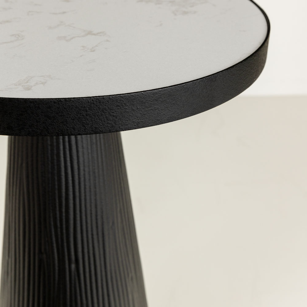 LAMP SIDE TABLE ΛΕΥΚΟ ΜΑΥΡΟ 41x41x63.5cm - Image 3