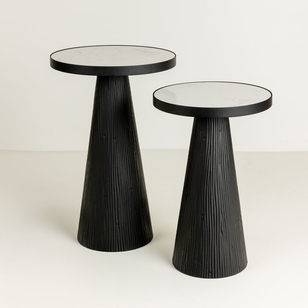 LAMP SIDE TABLE ΛΕΥΚΟ ΜΑΥΡΟ 41x41x63.5cm - Image 5