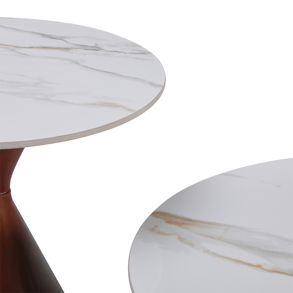 NOISETTE COFFEE TABLE SET 2ΤΕΜ ΛΕΥΚΟ ΜΕ ΟΨΗ ΜΑΡΜΑΡΟΥ ΚΑΡΥΔΙ 70x70x40cm - Image 3
