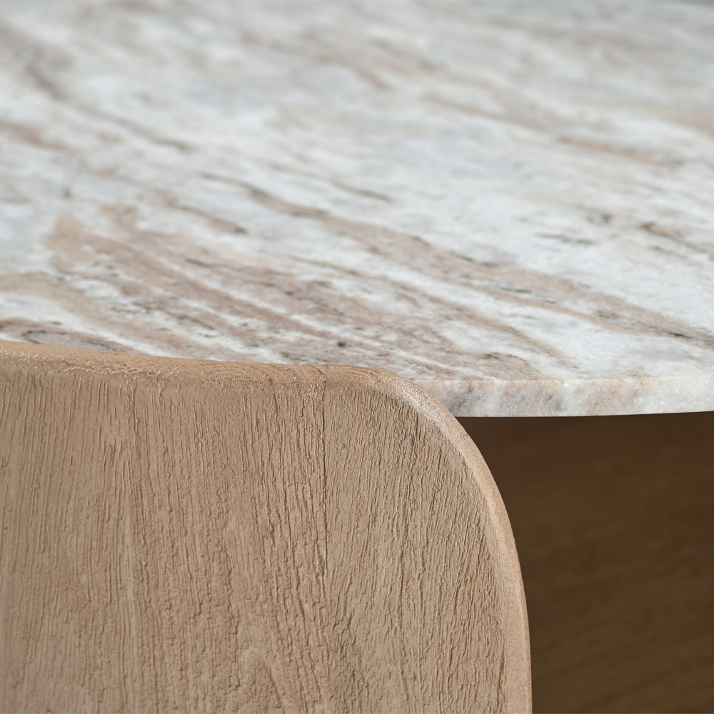 URBANISH COFFEE TABLE ΦΥΣΙΚΟ BEIGE ΜΕ ΟΨΗ ΜΑΡΜΑΡΟΥ 80x75x32cm - Image 2