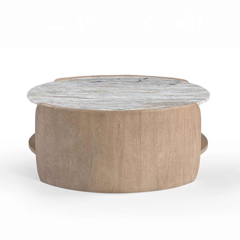 URBANISH COFFEE TABLE ΦΥΣΙΚΟ BEIGE ΜΕ ΟΨΗ ΜΑΡΜΑΡΟΥ 80x75x32cm - Image 4