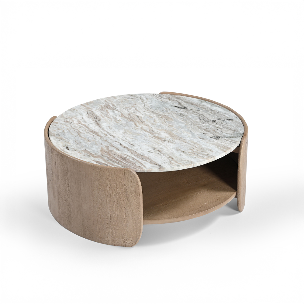 URBANISH COFFEE TABLE ΦΥΣΙΚΟ BEIGE ΜΕ ΟΨΗ ΜΑΡΜΑΡΟΥ 80x75x32cm - Image 5