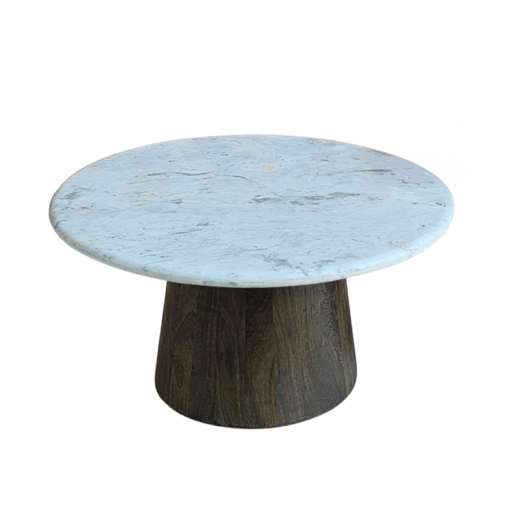 BORDS COFFEE TABLE ΛΕΥΚΟ ΜΑΡΜΑΡΟ ΚΑΡΥΔΙ ΣΚΟΥΡΟ 75x75x40cm