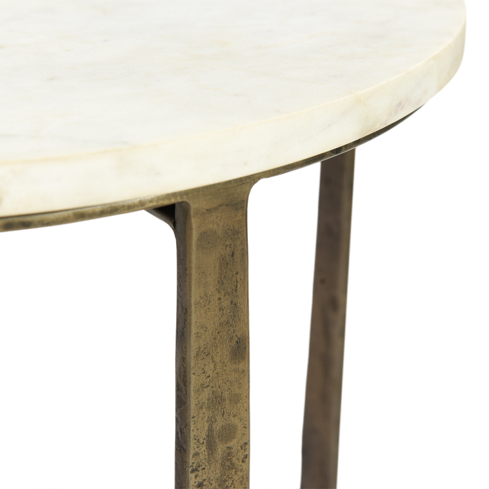 BLANCHE SIDE TABLE ΛΕΥΚΟ ΜΑΡΜΑΡΟ BRASS ANTIQUE 31x31x47cm - Image 2