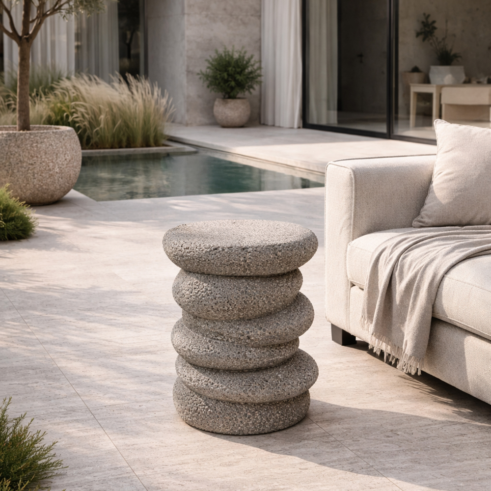 BALANCE SIDE TABLE STONE GREY 34x37x49.5cm - Image 2