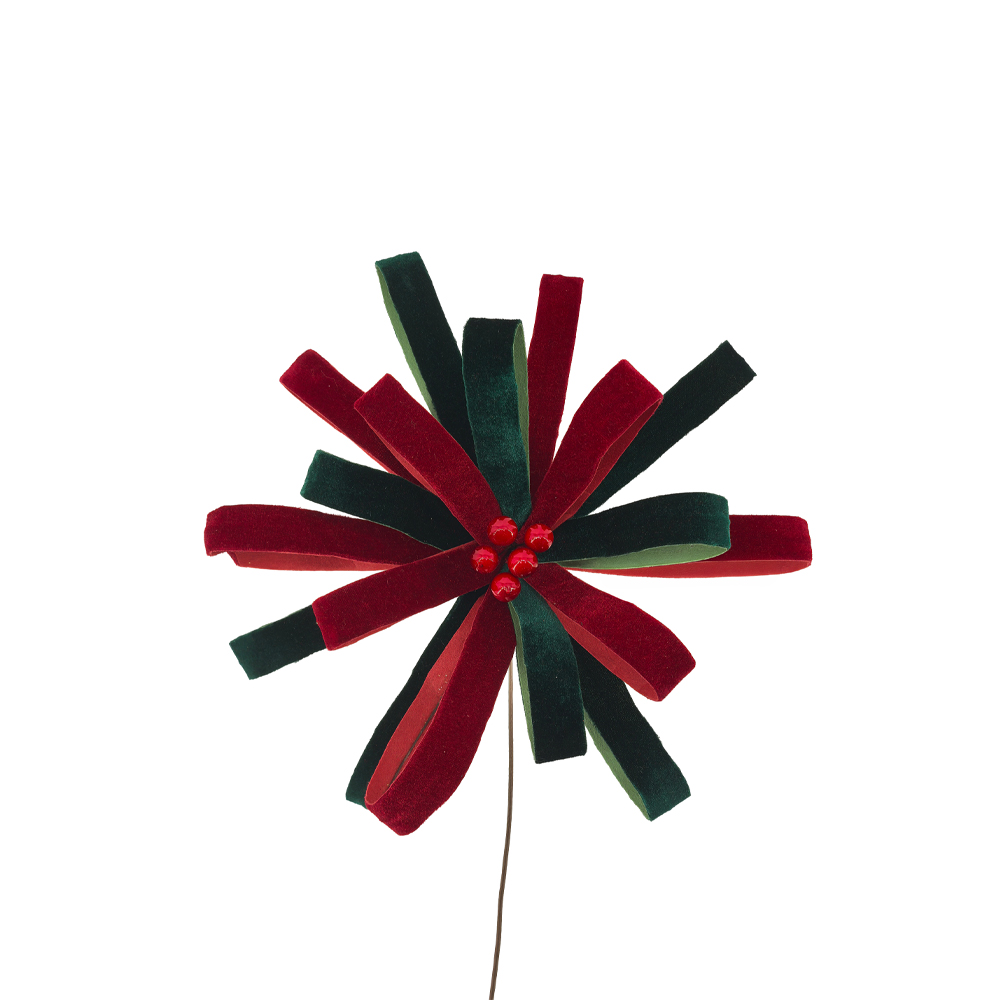 GLACE ΧΡΙΣΤΟΥΓΕΝΝΙΑΤΙΚΟ ΛΟΥΛΟΥΔΙ 30cm POLYESTER ΚΟΚΚΙΝΟ ΠΡΑΣΙΝΟ ΧΑΡΤΙ