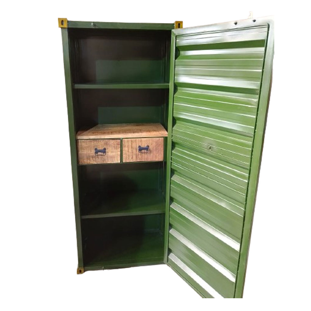 CONTAINER ΒΙΒΛΙΟΘΗΚΗ ΨΗΛΗ ΛΑΔΙ ΧΡΥΣΟ RUSTY 61x40x177cm - Image 2