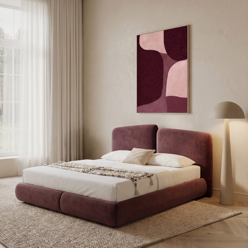 DOMINO ΚΡΕΒΑΤΙ (ΓΙΑ ΣΤΡΩΜΑ 160x200cm) ΔΑΜΑΣΚΗΝΙ 189x224x113cm - Image 2