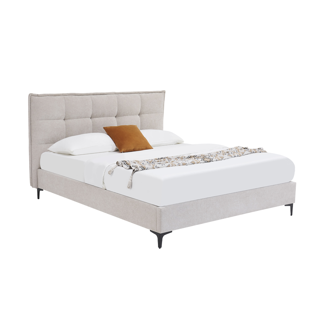 BUTTON ΚΡΕΒΑΤΙ (ΓΙΑ ΣΤΡΩΜΑ 160x200cm) BEIGE 183x217x113cm