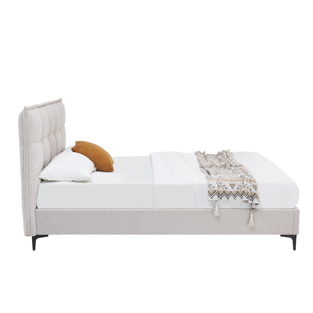 BUTTON ΚΡΕΒΑΤΙ (ΓΙΑ ΣΤΡΩΜΑ 160x200cm) BEIGE 183x217x113cm - Image 4