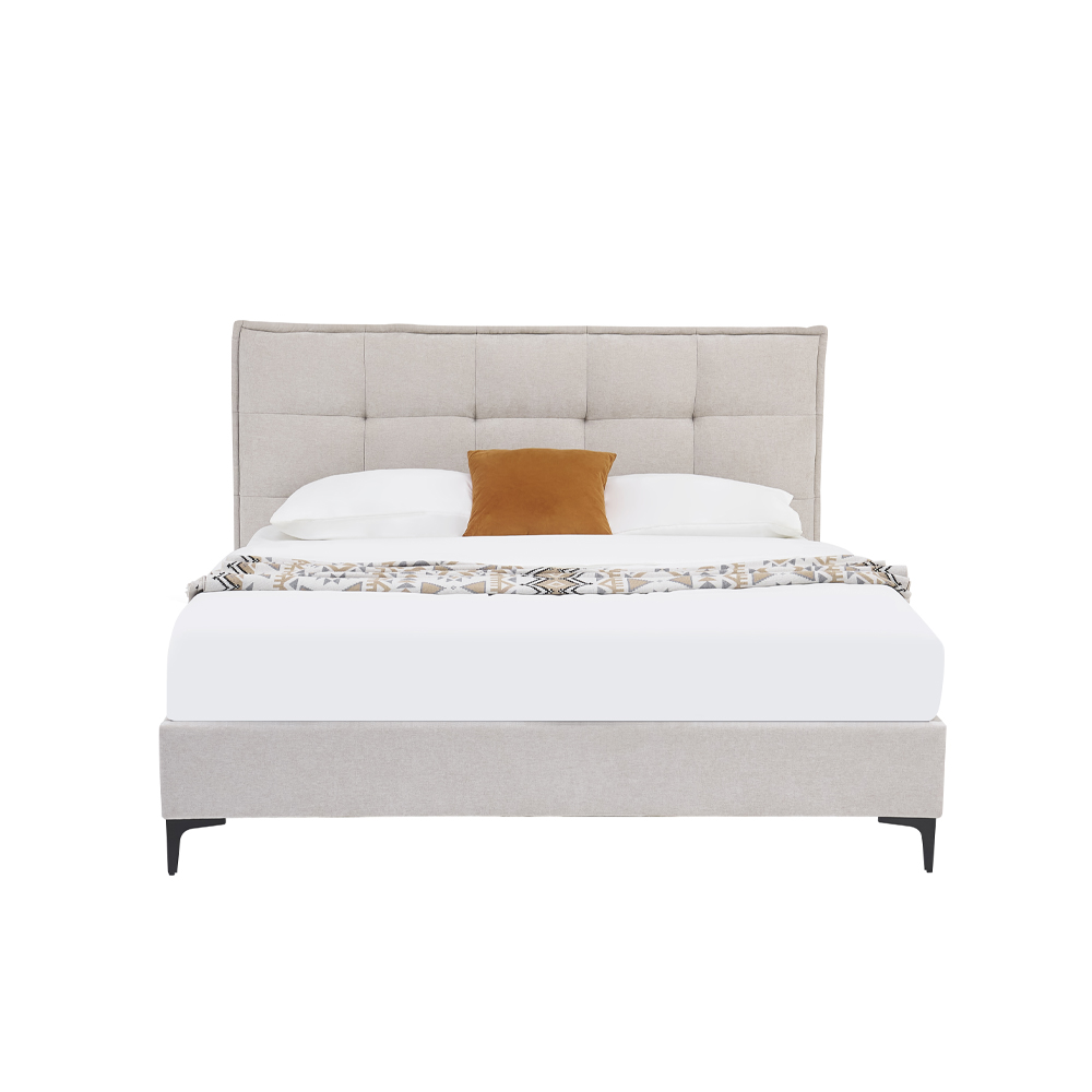 BUTTON ΚΡΕΒΑΤΙ (ΓΙΑ ΣΤΡΩΜΑ 160x200cm) BEIGE 183x217x113cm - Image 5