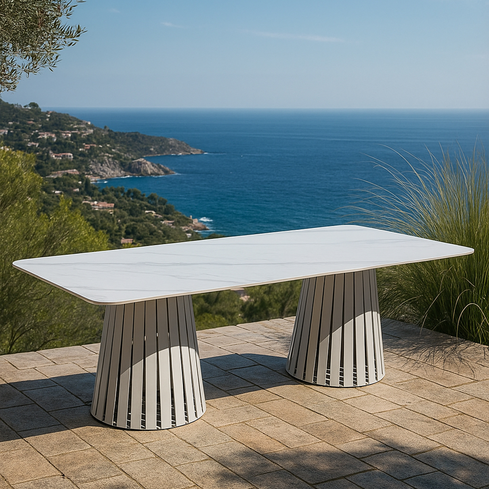 EURORA ΤΡΑΠΕΖΙ ΛΕΥΚΟ ΜΕ ΟΨΗ ΜΑΡΜΑΡΟΥ ΛΕΥΚΟ 220x100x75cm - Image 2